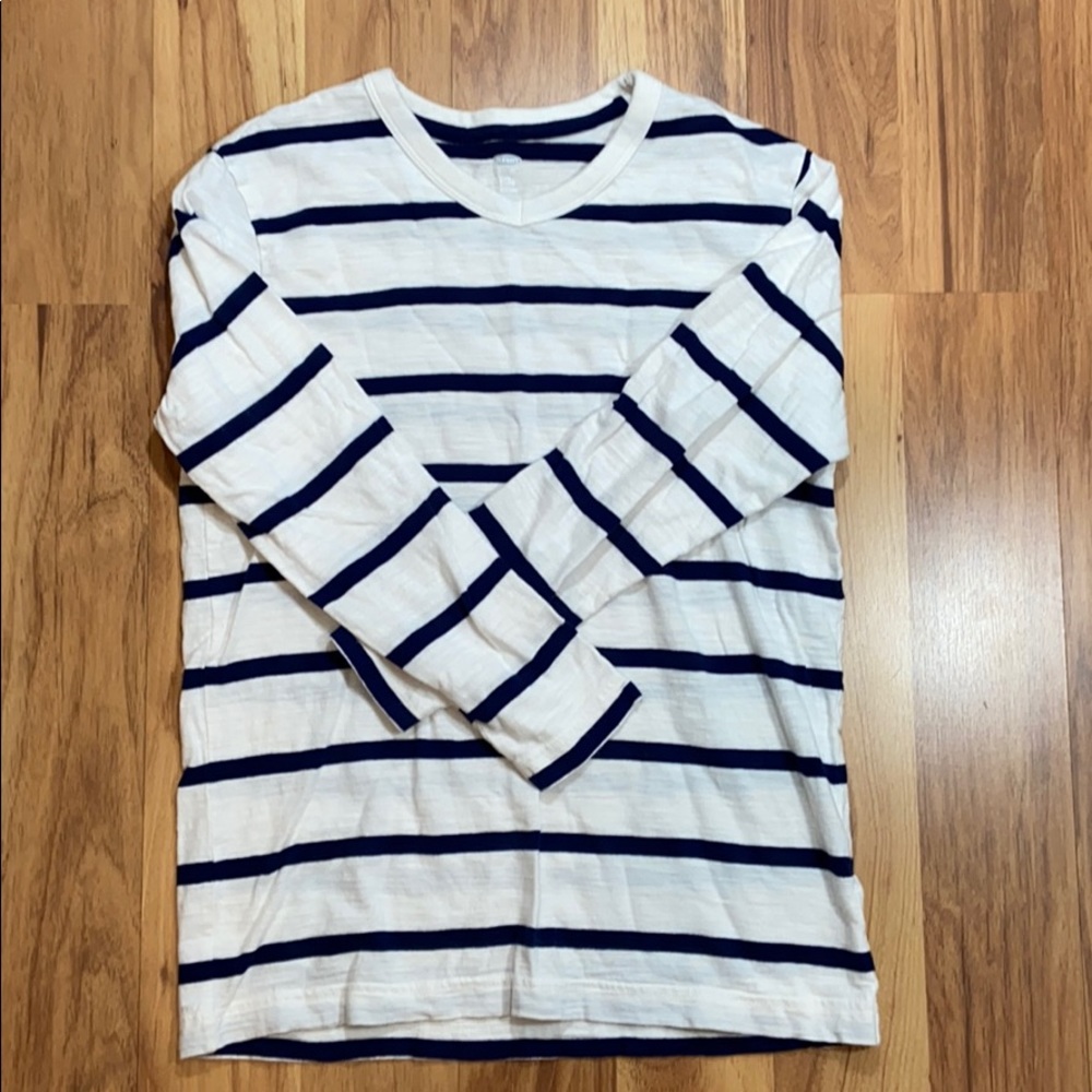 🔥🔥🔥White Blue Horizontal Stripe V-neck Old Navy